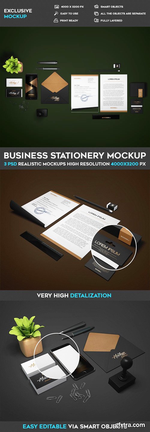 Business Stationery - 3 PSD Mockups