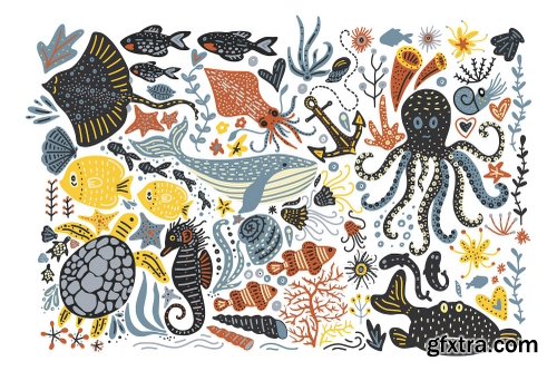 CreativeMarket Coral Waves Font and Clip Arts 2131811