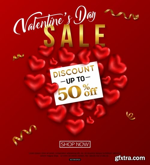 Valentine\'s Day flyer banner Black Friday discount sale vector image 25 EPS