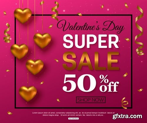 Valentine\'s Day flyer banner Black Friday discount sale vector image 25 EPS