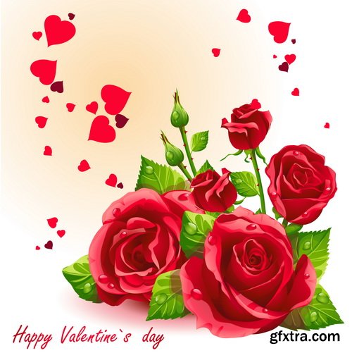 Happy Valentine's Day Greeting Cards with Red Roses 7xEPS