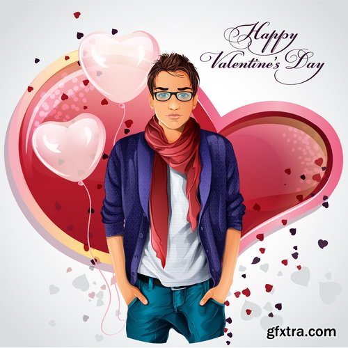 Happy Valentine's Day Greeting Cards with Red Roses 7xEPS