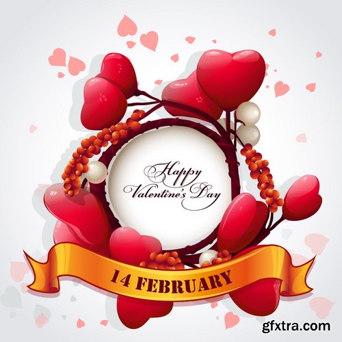 Happy Valentine's Day Greeting Cards with Red Roses 7xEPS