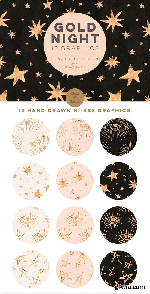CM - Gold Nights Hand Drawn Stars 2100021