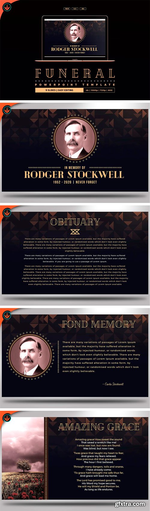 CM - Art Deco Funeral PowerPoint Template 2163409