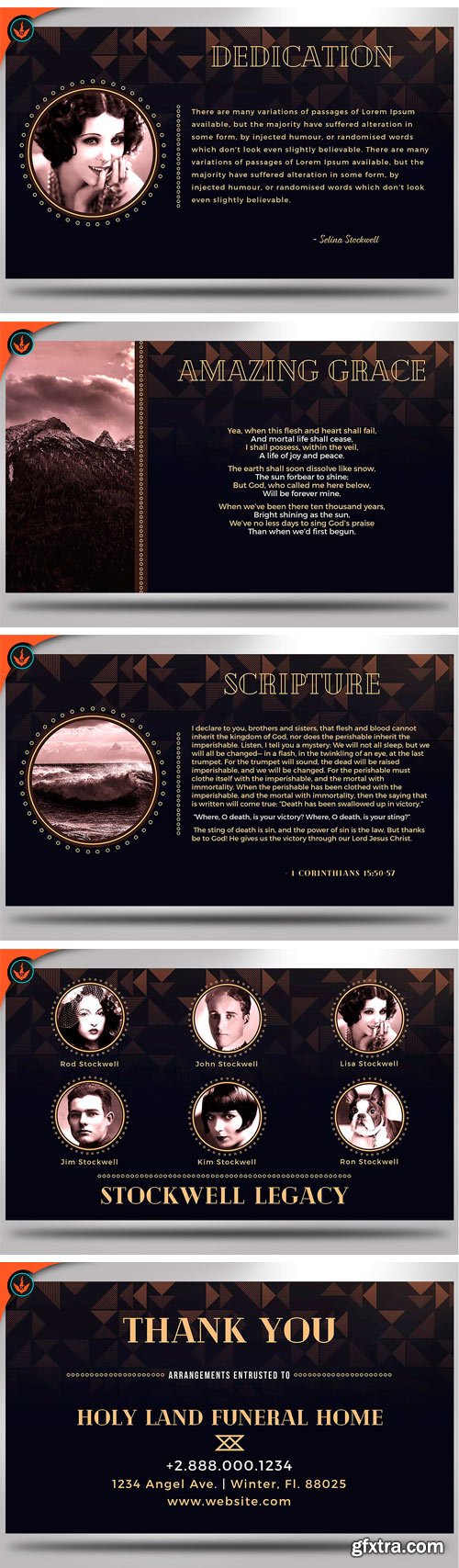 CM - Art Deco Funeral PowerPoint Template 2163409