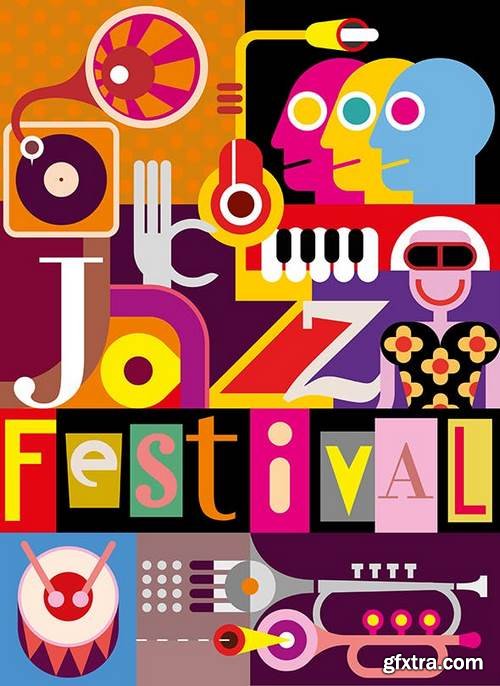 Jazz Festival Poster Design, vector illustration