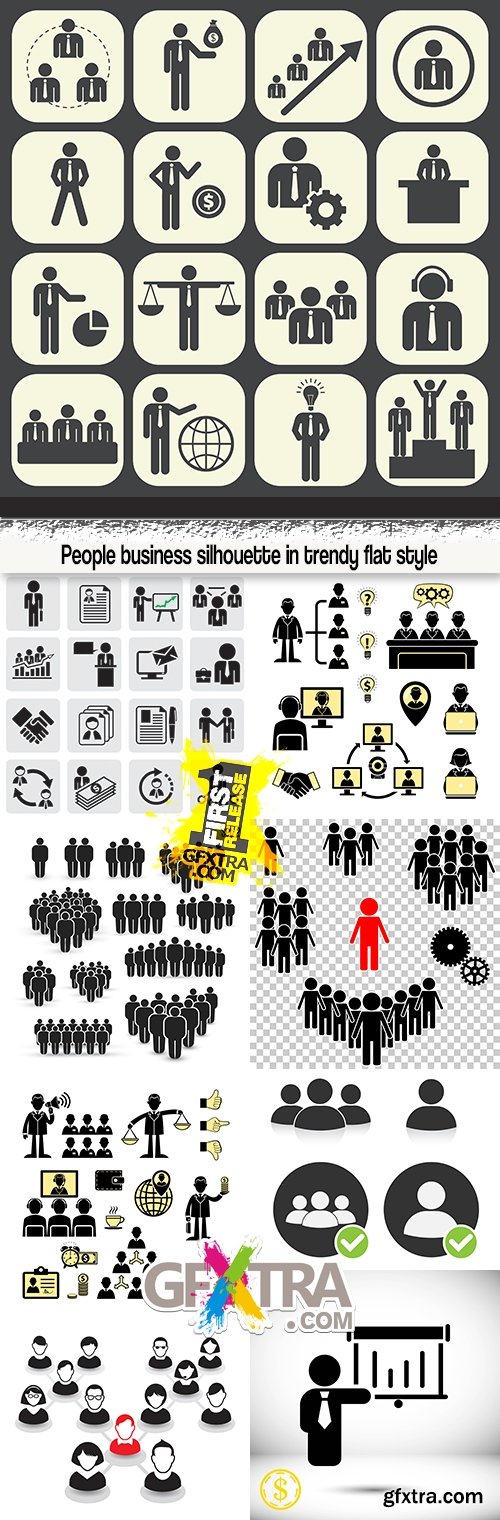 People business silhouette in trendy flat style