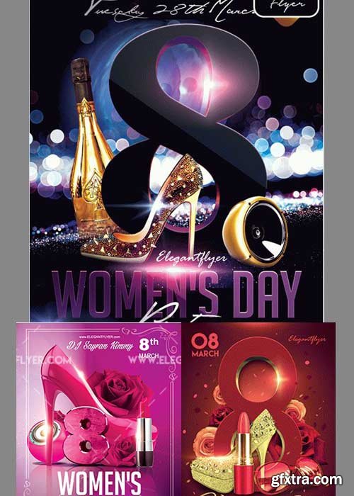 Women&rsquo;s Day Party 3in1 V1 2018 Flyer Template