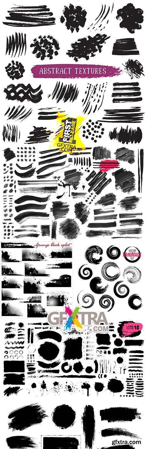 Black ink paint and brushes artistic design illustration