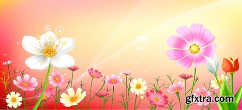 Romantic Vector Backgrounds with Flowers #7, 25xEPS Romantic Vector Backgrounds with Flowers #7, 25xEPS
