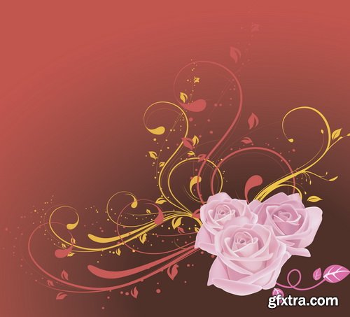 Romantic Vector Backgrounds with Flowers #7, 25xEPS Romantic Vector Backgrounds with Flowers #7, 25xEPS