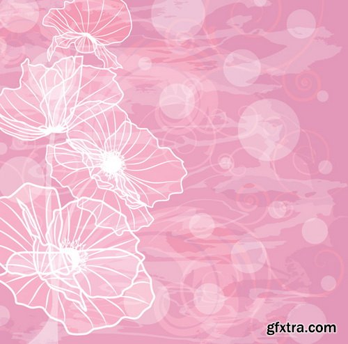 Romantic Vector Backgrounds with Flowers #6, 25xEPS