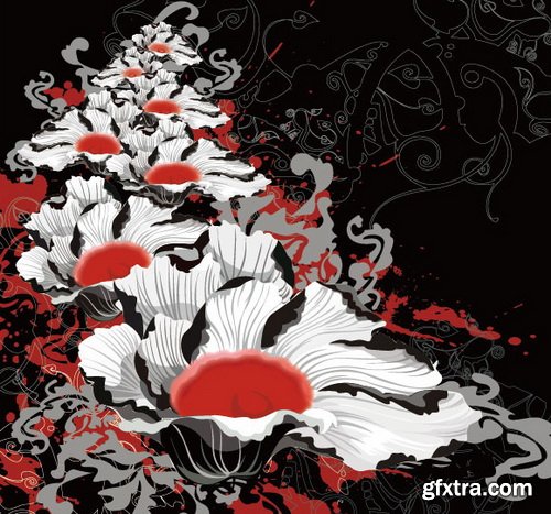 Romantic Vector Backgrounds with Flowers #6, 25xEPS