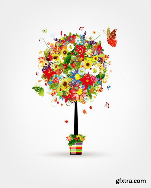 Romantic Vector Backgrounds with Flowers #6, 25xEPS