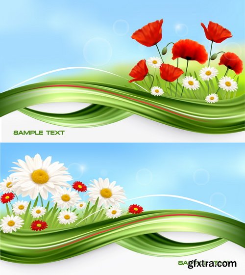 Romantic Vector Backgrounds with Flowers #6, 25xEPS