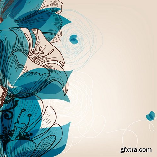 Romantic Vector Backgrounds with Flowers #6, 25xEPS