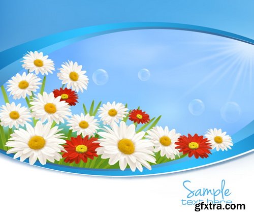 Romantic Vector Backgrounds with Flowers #6, 25xEPS