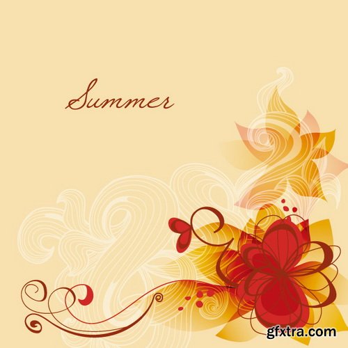 Romantic Vector Backgrounds with Flowers #6, 25xEPS