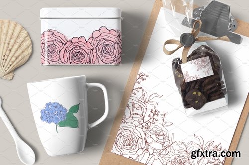 CM - Collection of garden flowers, leaves 2171899