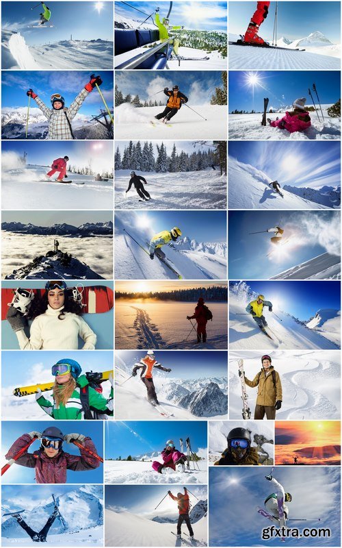 Mountain Skier Skiing Winter Holidays 25xJPG