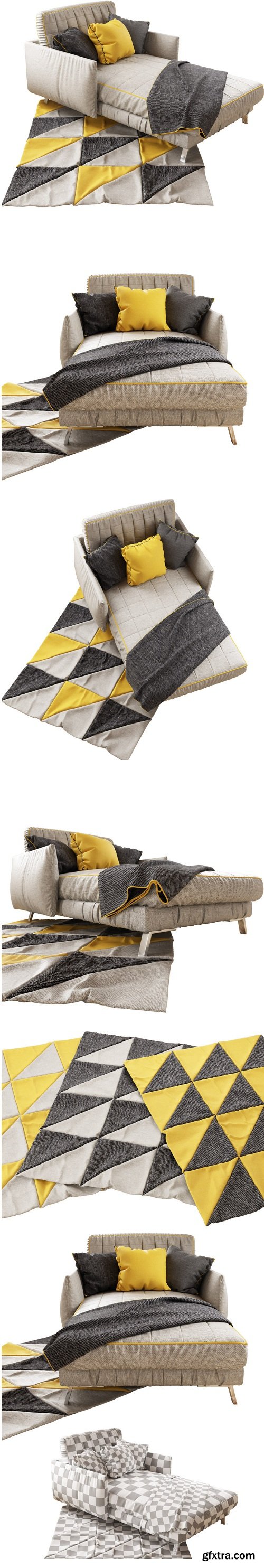 High-poly Lounging Sofa 3D Model