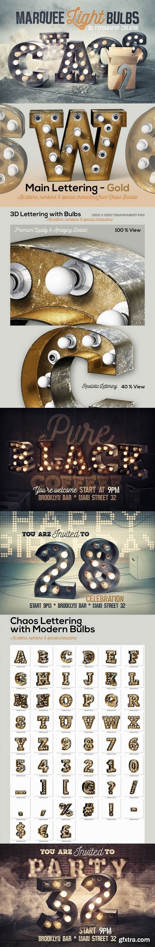 Marquee Light Bulbs Chaos 3 - Gold Lettering