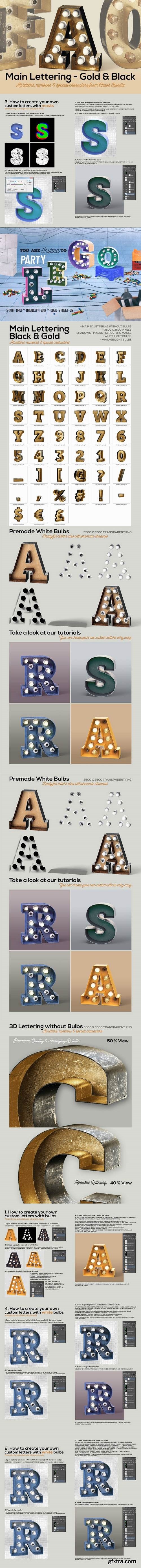 Marquee Light Bulbs Chaos 11 - Gold Black Letters