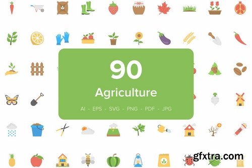 CM - CM - 90 Agriculture Flat Vector Icons 2211081