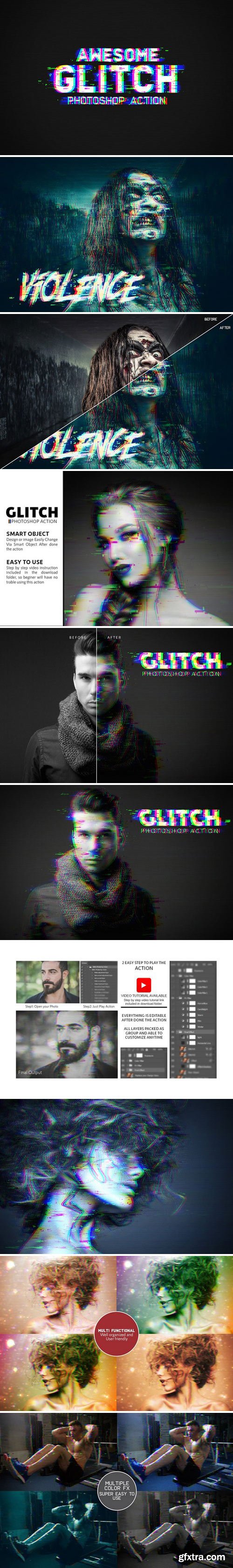 CM - Glitch Photoshop Action 2151322