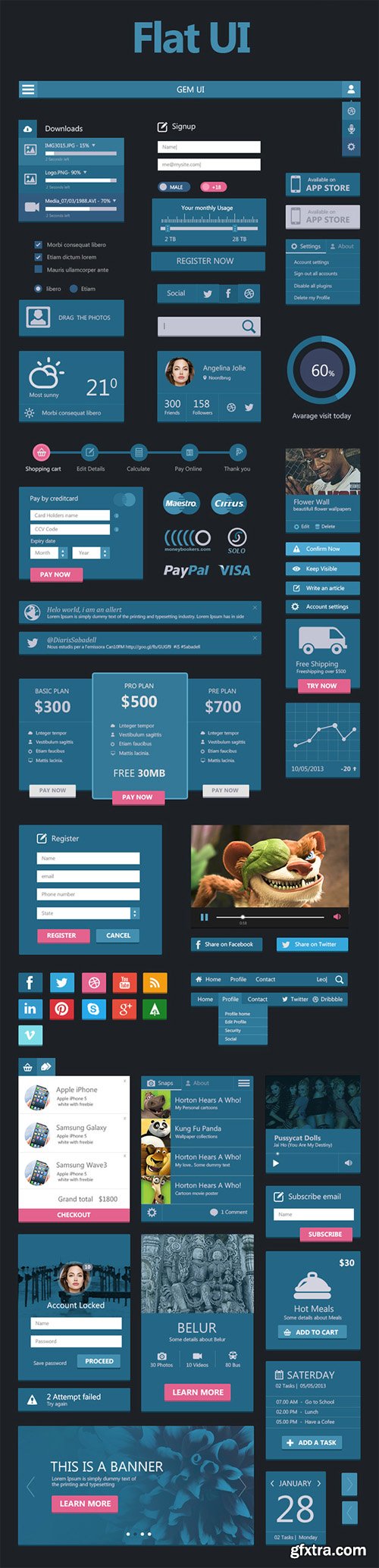 Flat User Interface Set PSD Template Worth $10 Flat User Interface Set PSD Template Worth $10