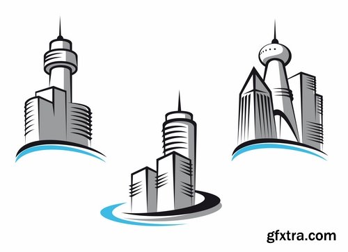 Icon logo house building skyscraper Web site design business campaign 25 EPS