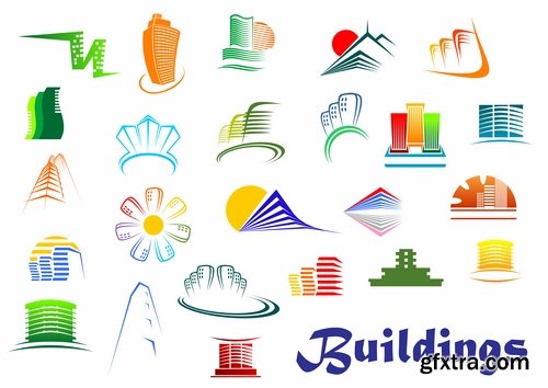 Icon logo house building skyscraper Web site design business campaign 25 EPS