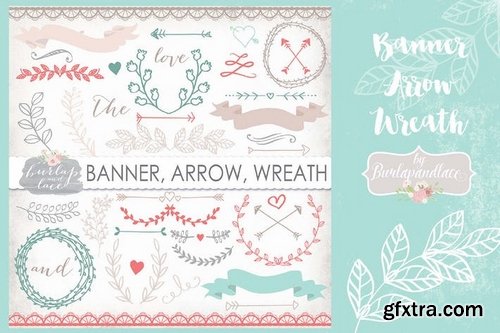 Banner, Arrow, Wreath clip art