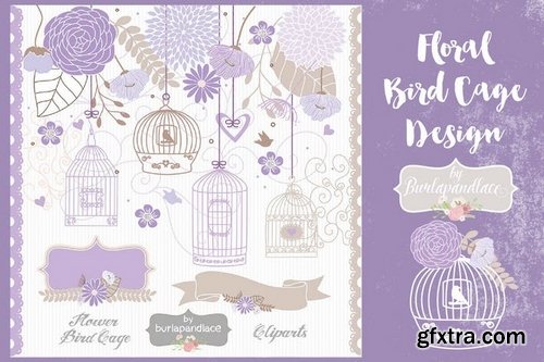 Purple floral bird cage design