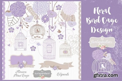 Purple floral bird cage design