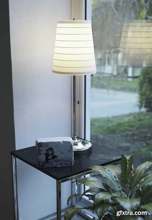 Window Corner 3D Interior Scene (Vray, Corona)