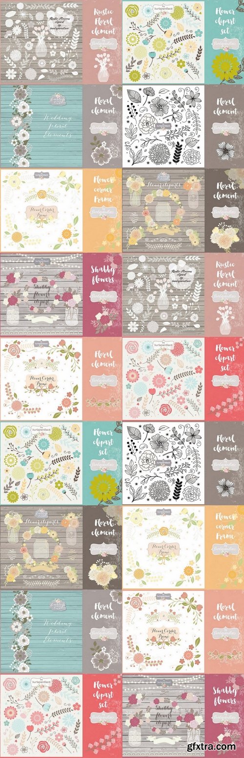 Huge Floral Clipart Set 286 Items