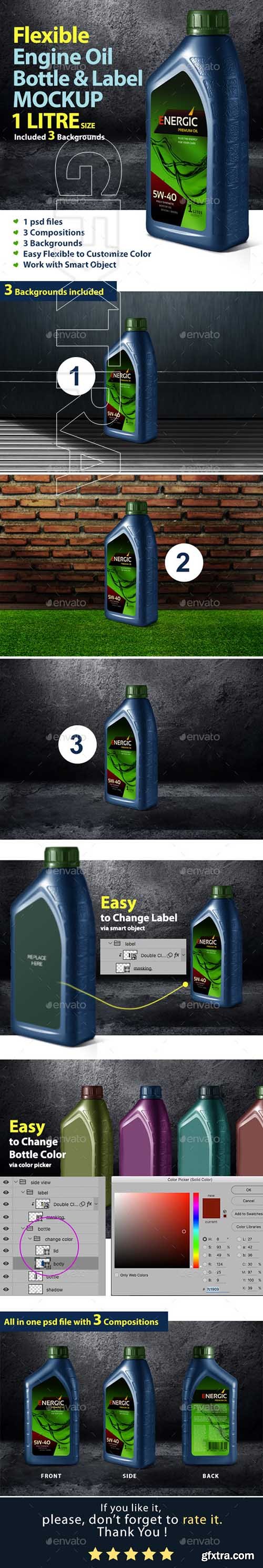 Graphicriver - Engine Oil Bottle &amp; Label Mockup 21340278
