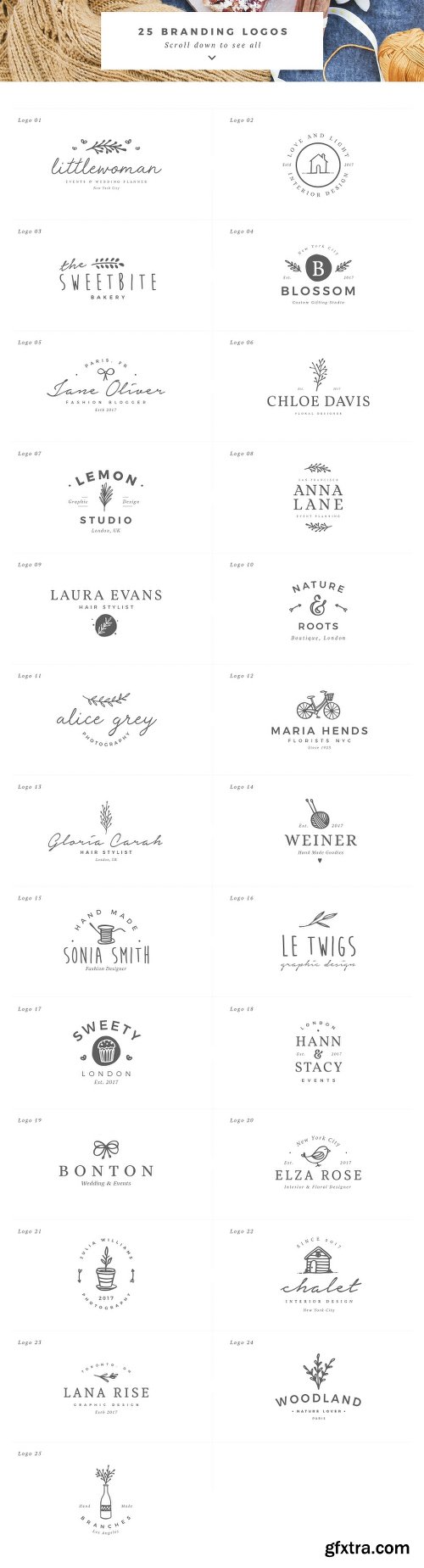 CreativeMarket 25 Delicate Feminine Logos - Vol 2 2118779