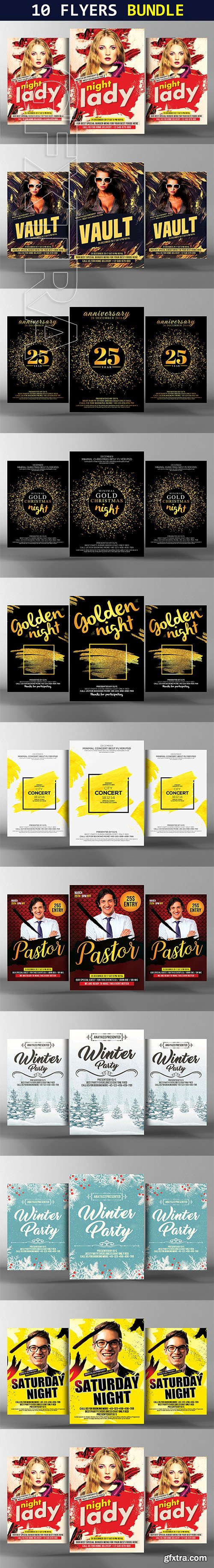 CreativeMarket - 10 Party Flyers Bundle 2266352
