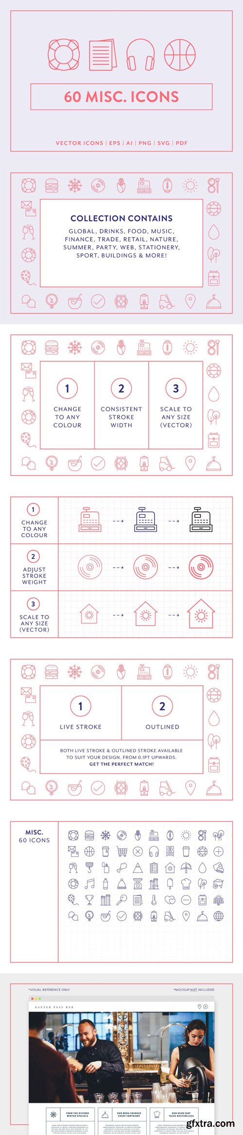 60 Miscellaneous Linear Icons in Vector 60 Miscellaneous Linear Icons in Vector