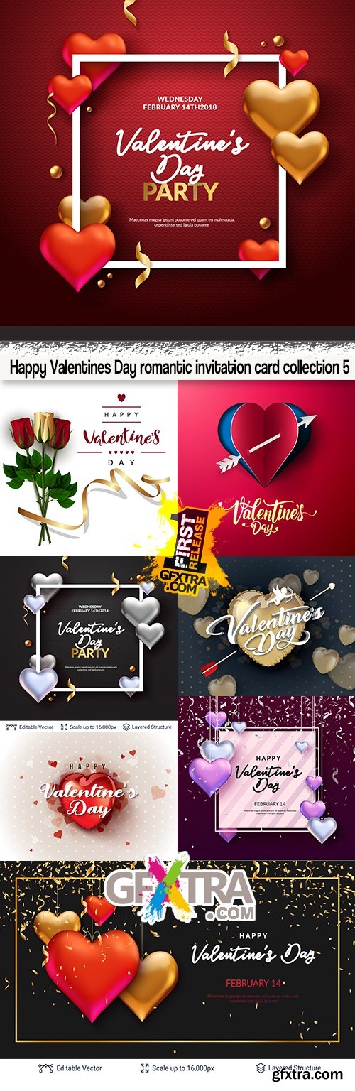 Happy Valentines Day romantic invitation card collection 5