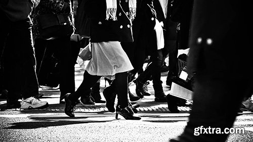 Tokyo Shibuya scramble intersection crowd body parts Super Slow 8x speed