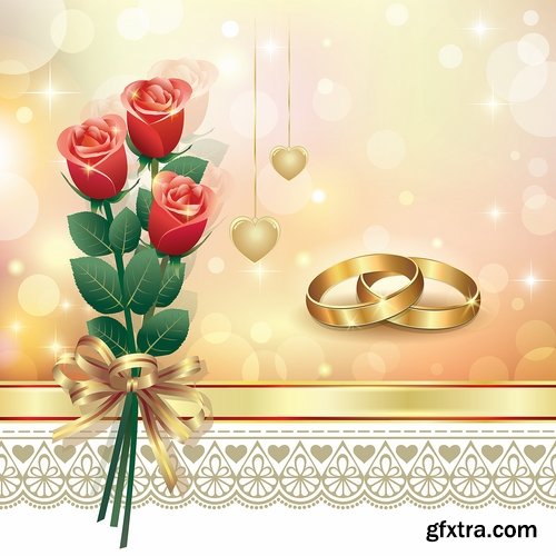 Wedding rings ring wedding invitation card 25 EPS