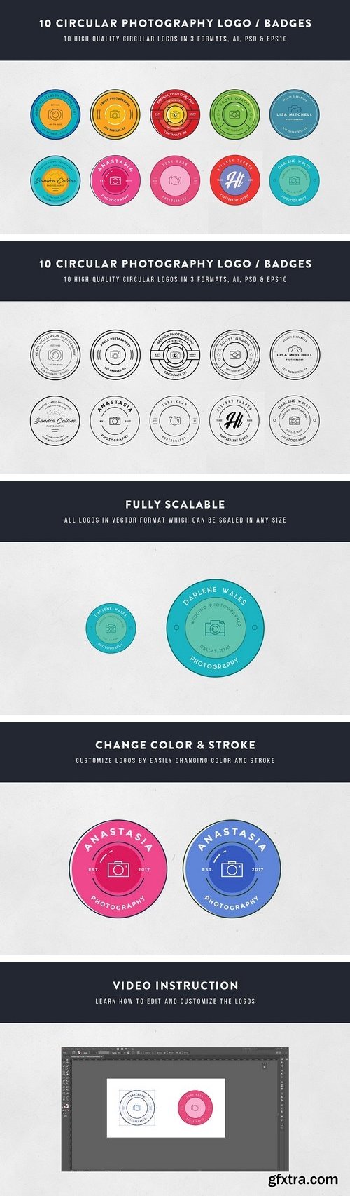 CM - 10 Circular Photography Logos/Badges 1499309