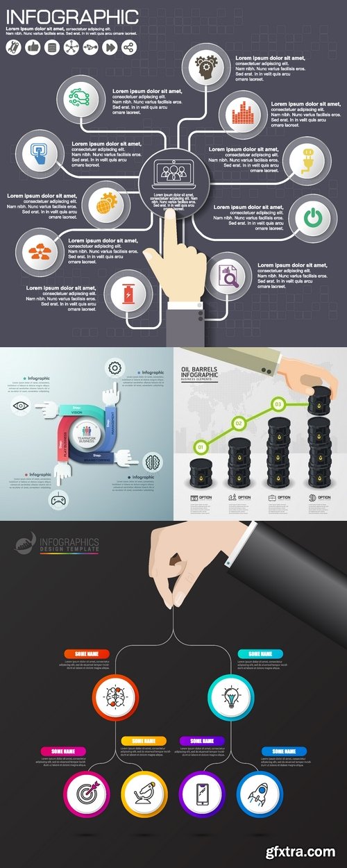 Vectors - Infographics with Hands 14