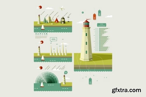 infographics elements with a lighthouse