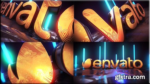 Videohive Golden Neon Logo Intro 21255299