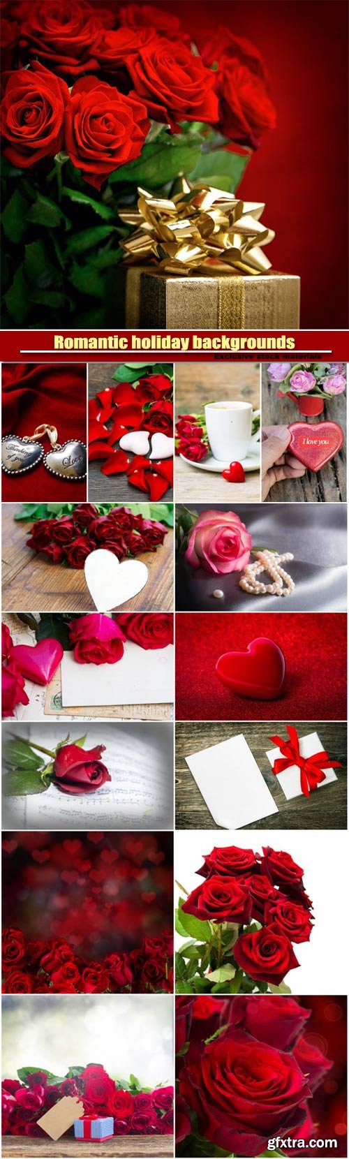 Romantic holiday backgrounds with roses and hearts